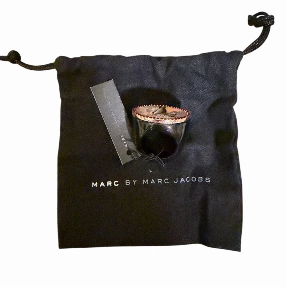 Marc Jacobs Zebra Statement Ring Size 6.5 Black Pink Crystal Halo w/ Pouch
